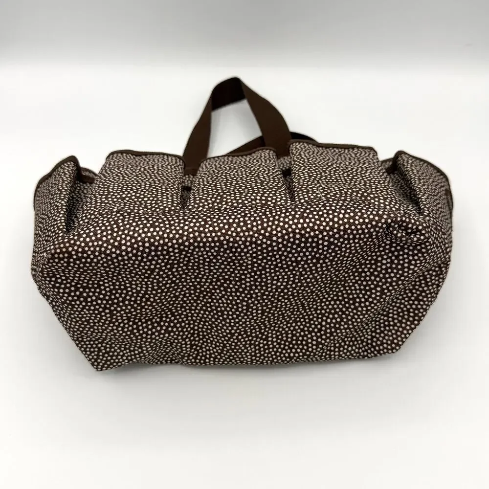 Thirty-One 5 Pocket Organizer Tote Pin Dots Brown Polka Dot Craft Caddy